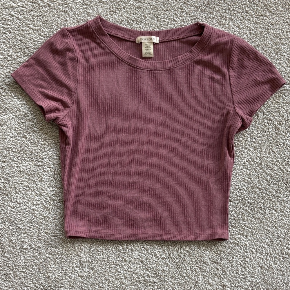 Bozzolo Mauve Ribbed Crop Top
